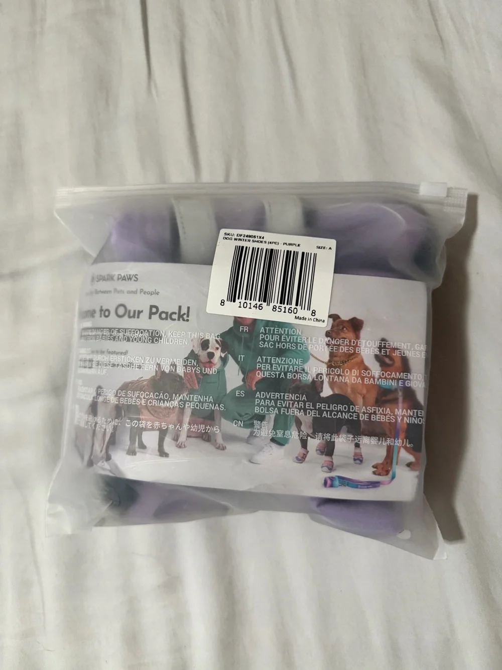 Spark Paws Dog Winter Bundle Lilac S Jacket Boots Leg Warmers Earmuff